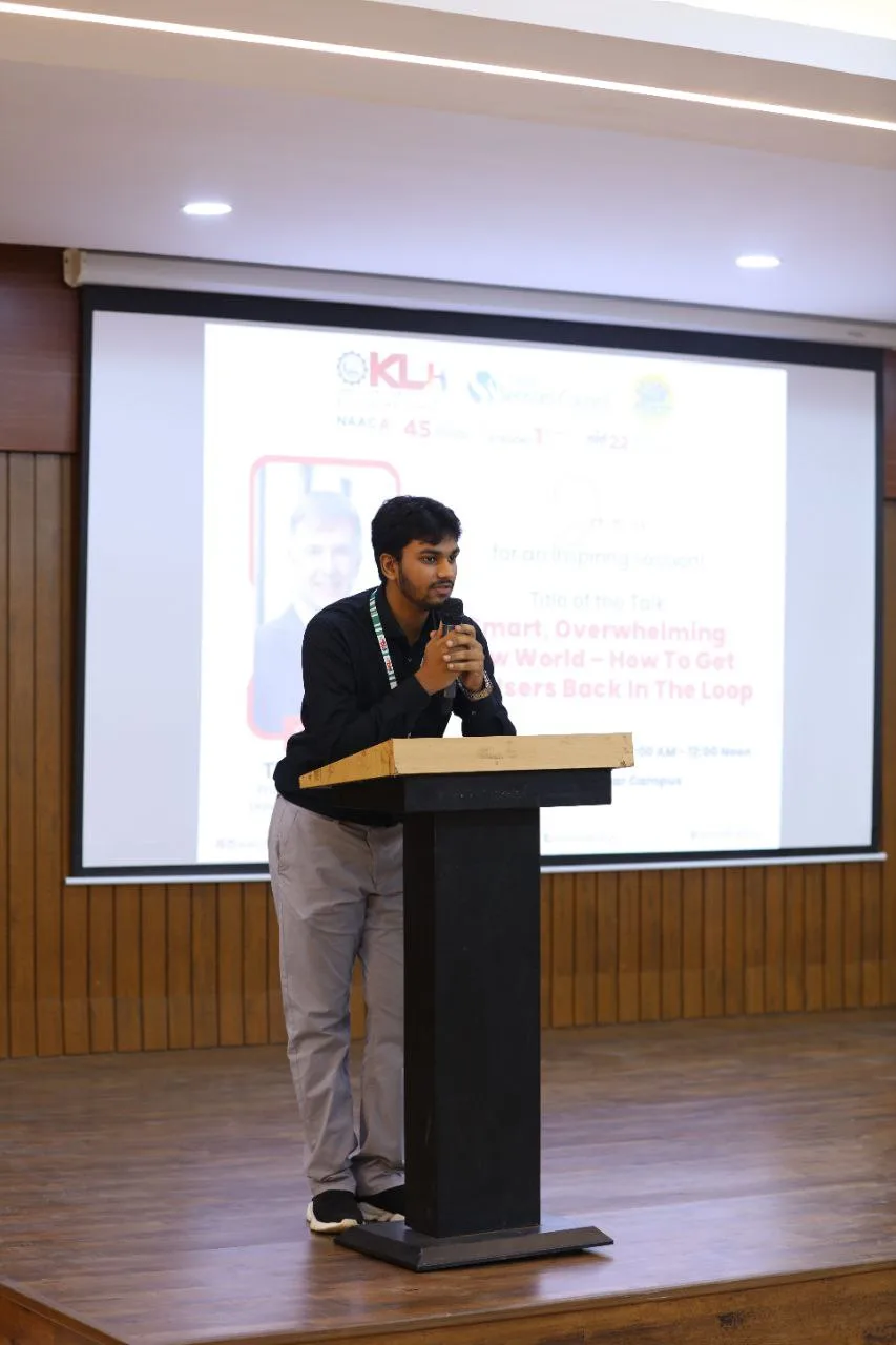 Rizwan anchoring a college event with 150+ students in the crowd