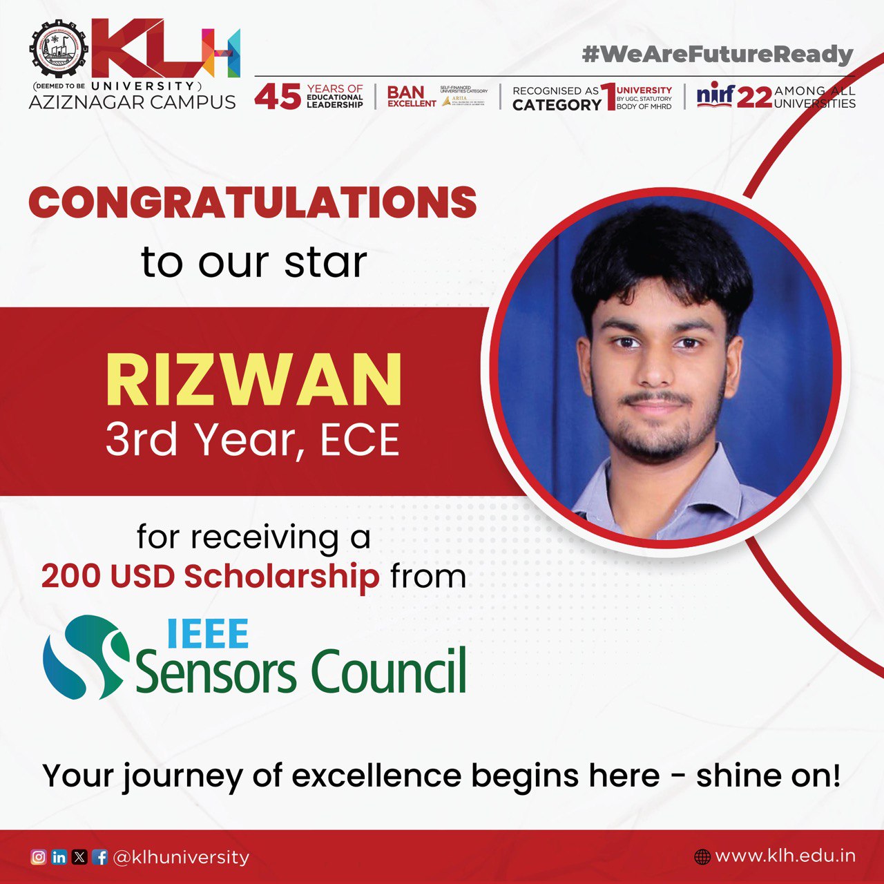 IEEE Sensors Council 200 USD scholarship proof