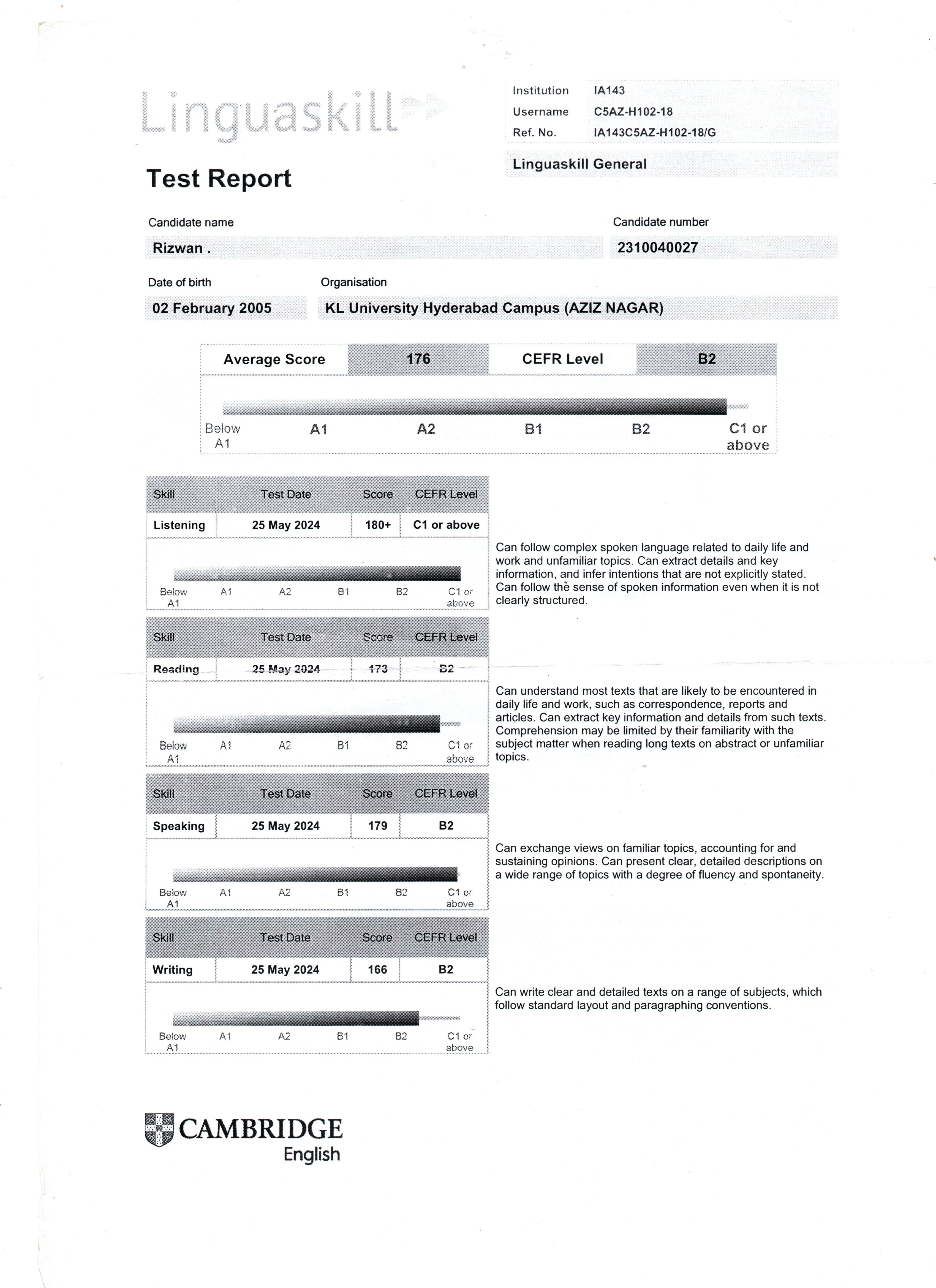 Lingua Skill English proficiency certificate